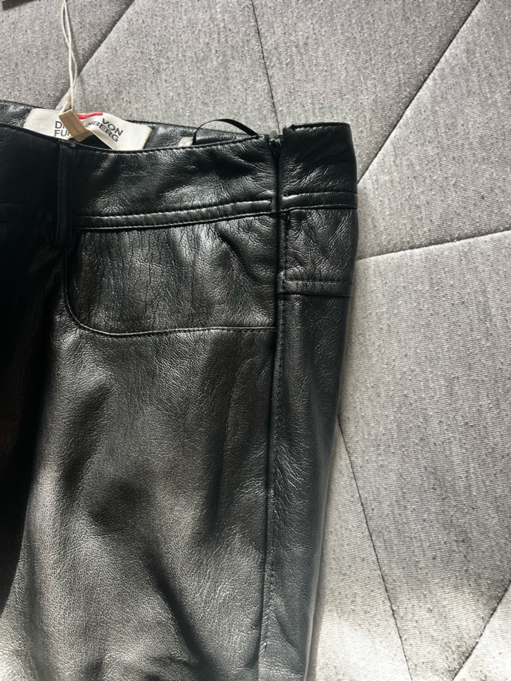 Diane Von Furstenberg Black Faux Leather Chanda Trousers - Picture 8 of 12